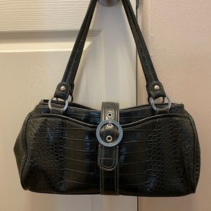 Kathy Van Zeeland black croco bag